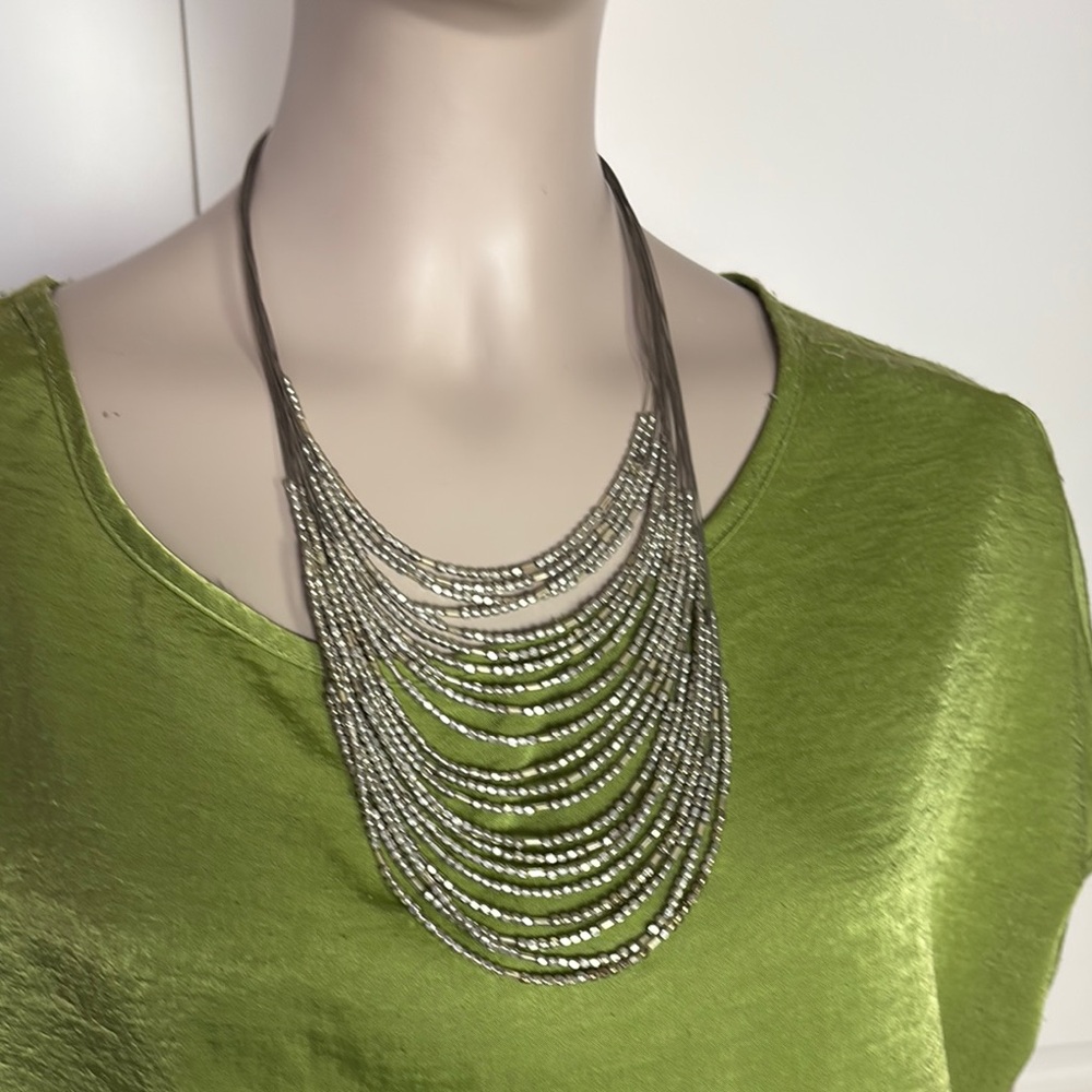 NY & Co Silver Bead and Wire Necklace